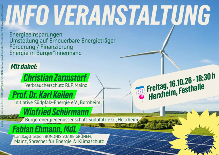 16.10. – Energiepolitischer Abend: Wie gelingt die Energiewende vor Ort?