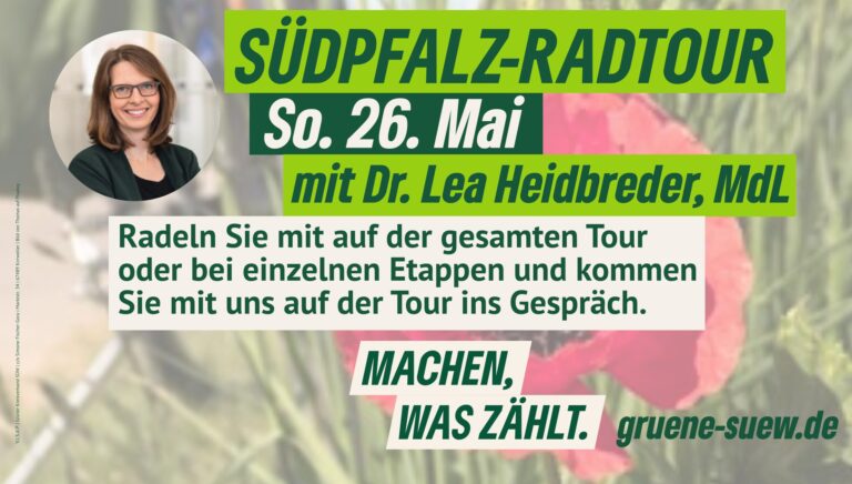 Südpfalz-Radtour am 26. Mai mit Lea Heidbreder